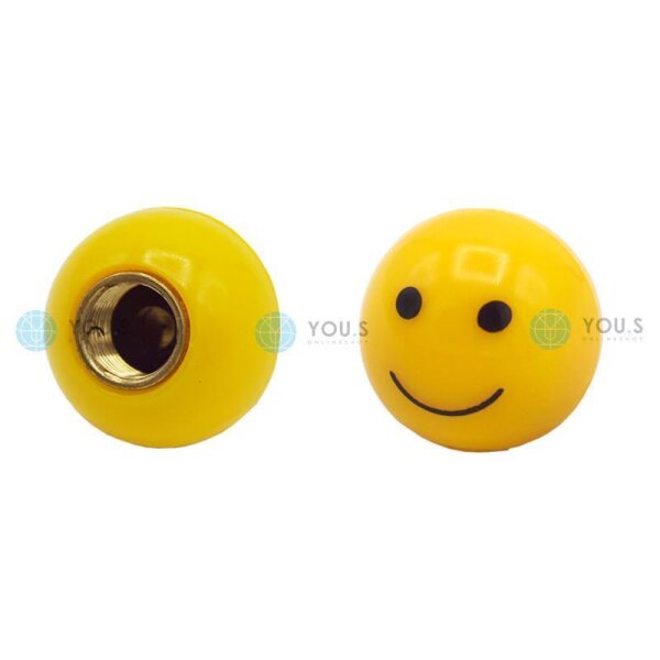 YOU.S Kunststoff Smiley mit Dichtung Ventilkappe - Gelb 