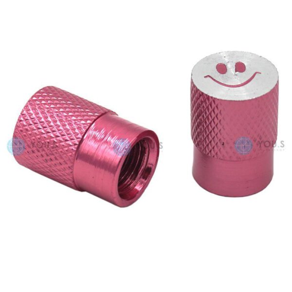 YOU.S Alu Smiley Ventilkappe mit Dichtung - Pink / Rosa